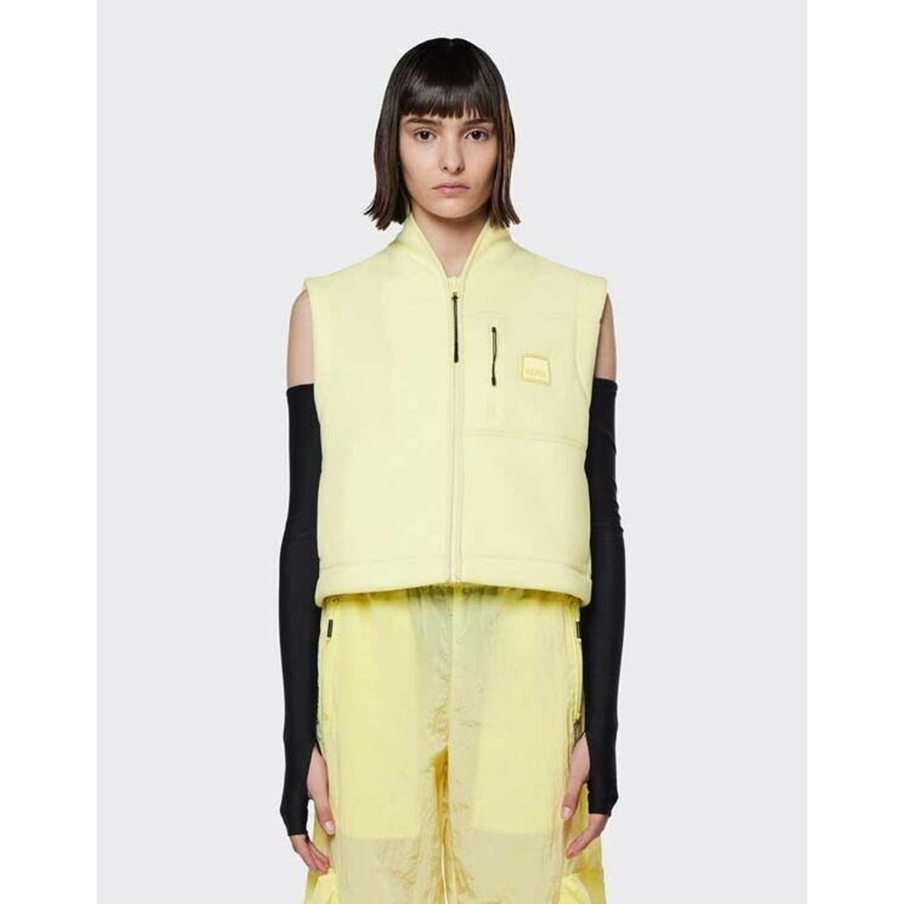 RAINS Fleece Full Zip w/Pocket Vest Size L Large Insulated Straw Yellow